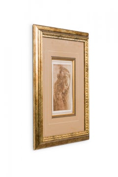 Framed Victorian Style of a Sepia Pencil Portrait Depicting a Lady in Profile