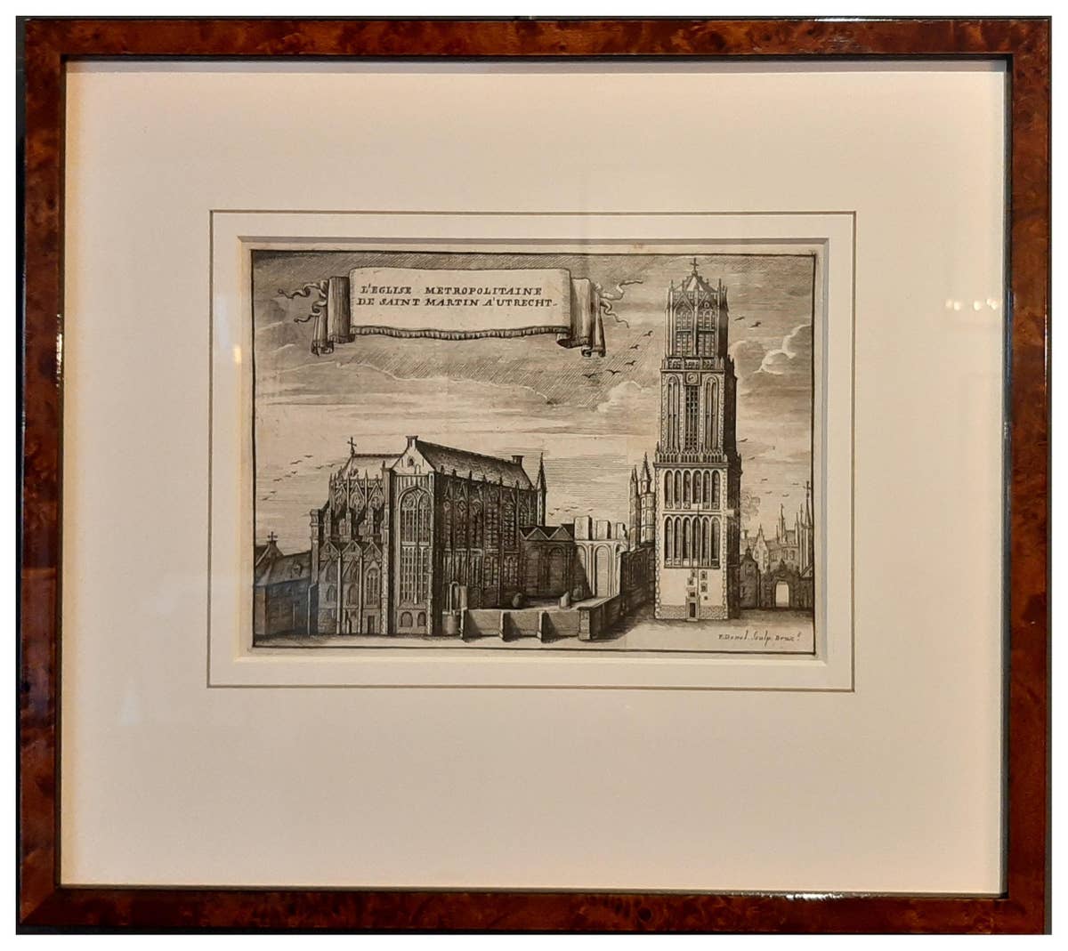 Framed View of St. Martin's Cathedral or Domkerk, Utrecht, The Netherlands, 1770