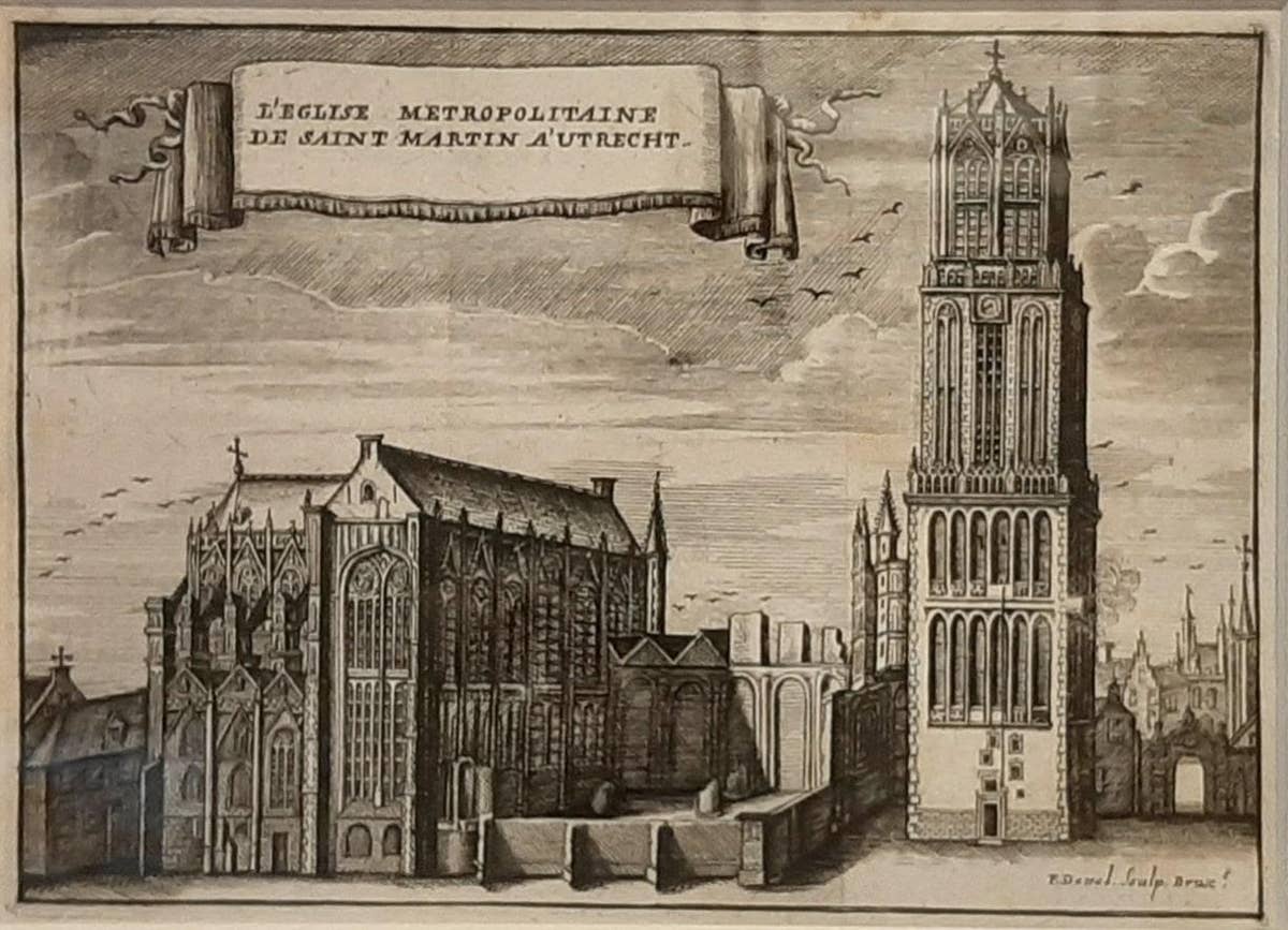 Framed View of St. Martin's Cathedral or Domkerk, Utrecht, The Netherlands, 1770