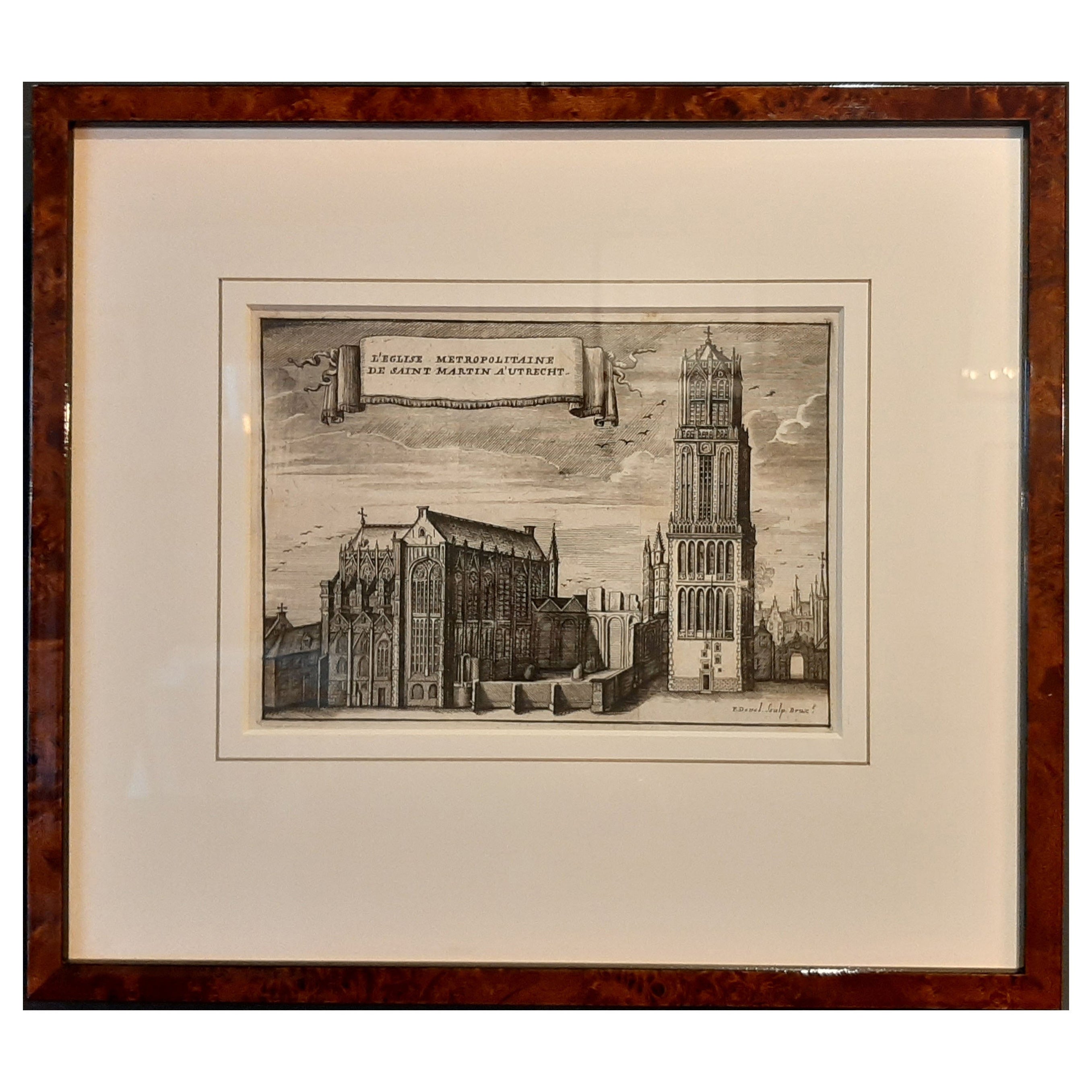 Framed View of St. Martin's Cathedral or Domkerk, Utrecht, The Netherlands, 1770