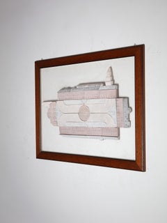 Framed "VIgevano" Renaissance Plaza Ceramic Model, Italy, 1970s