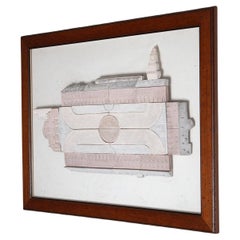Framed "VIgevano" Renaissance Plaza Ceramic Model, Italy, 1970s