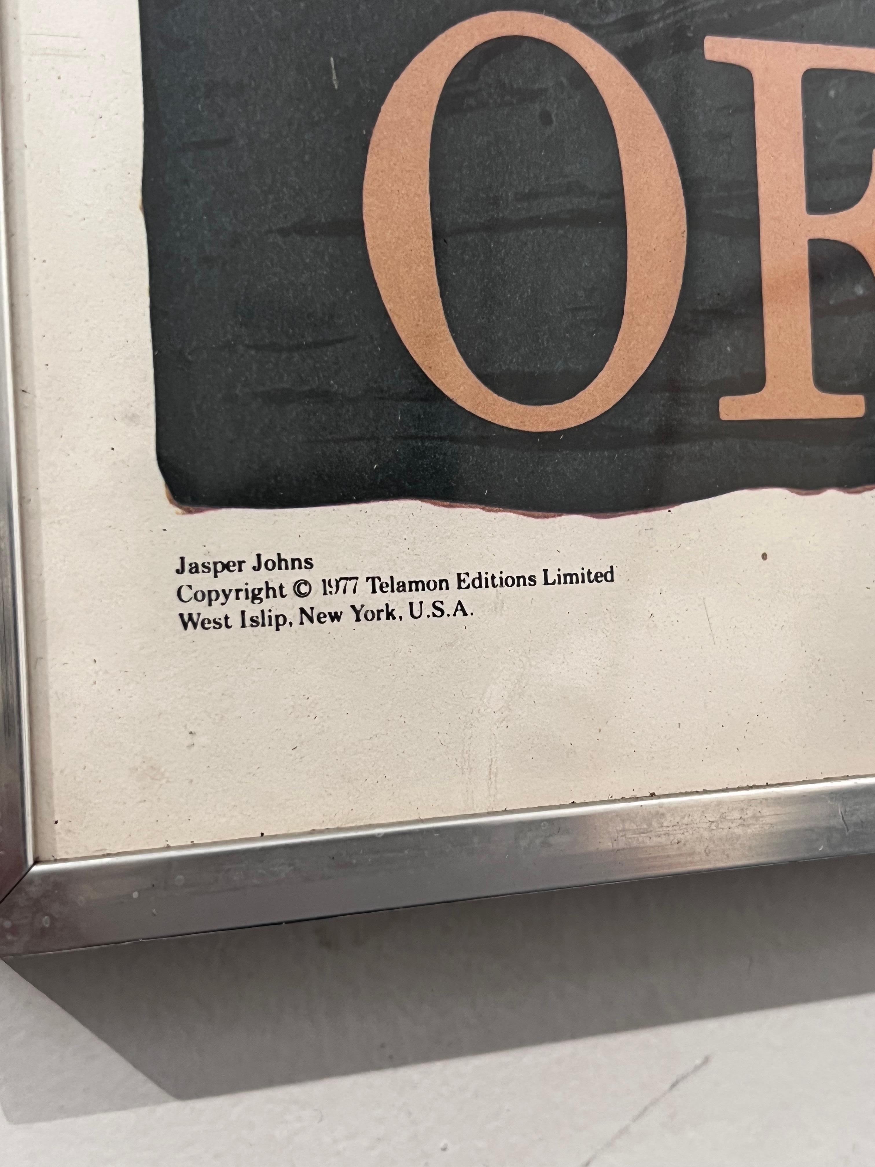 Late 20th Century Framed vintage 1977 Jasper Johns Savarin Cans-Monotype 45.5 x 29.5 Poster exhibi