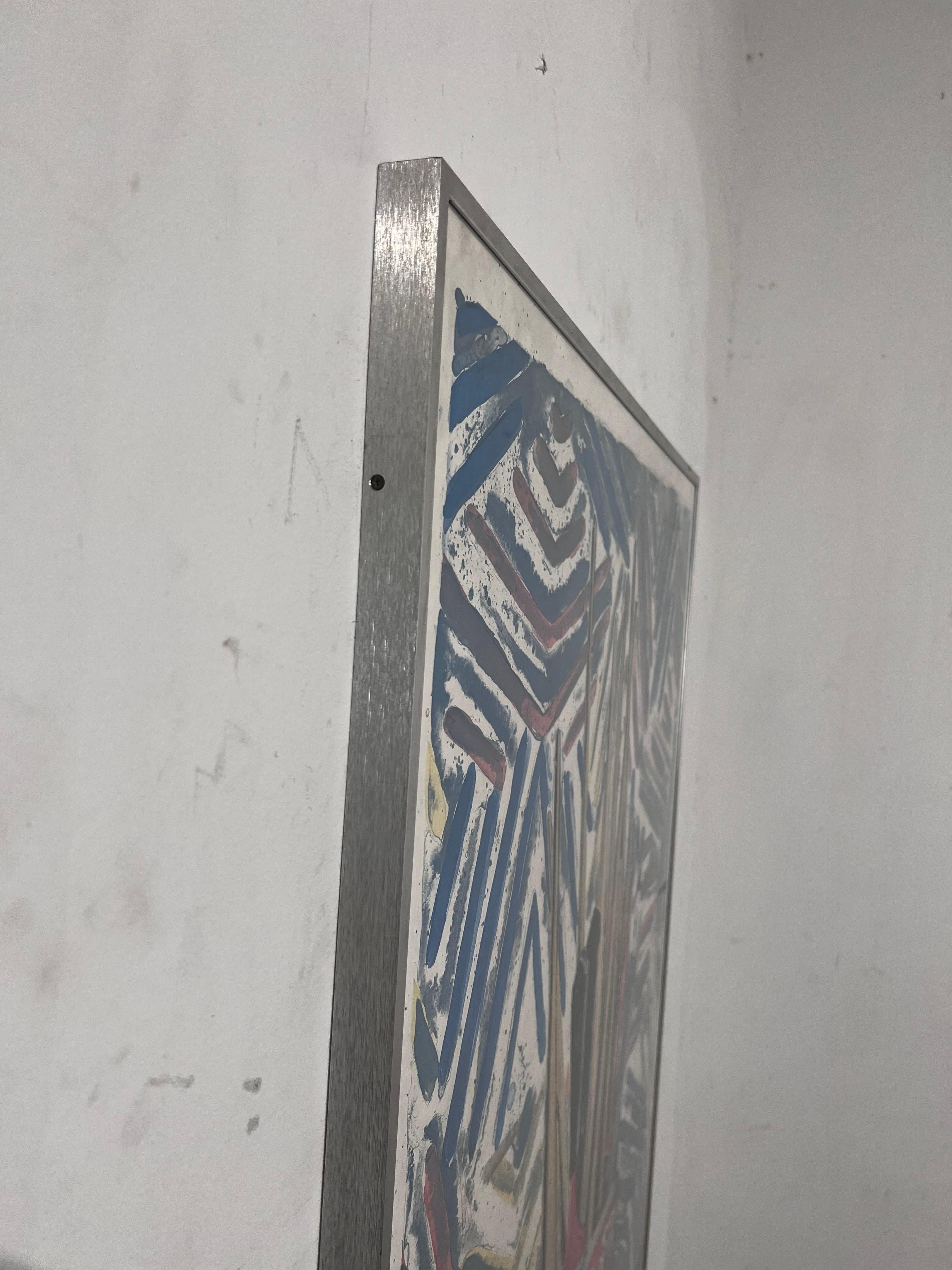 Metal Framed vintage 1977 Jasper Johns Savarin Cans-Monotype 45.5 x 29.5 Poster exhibi