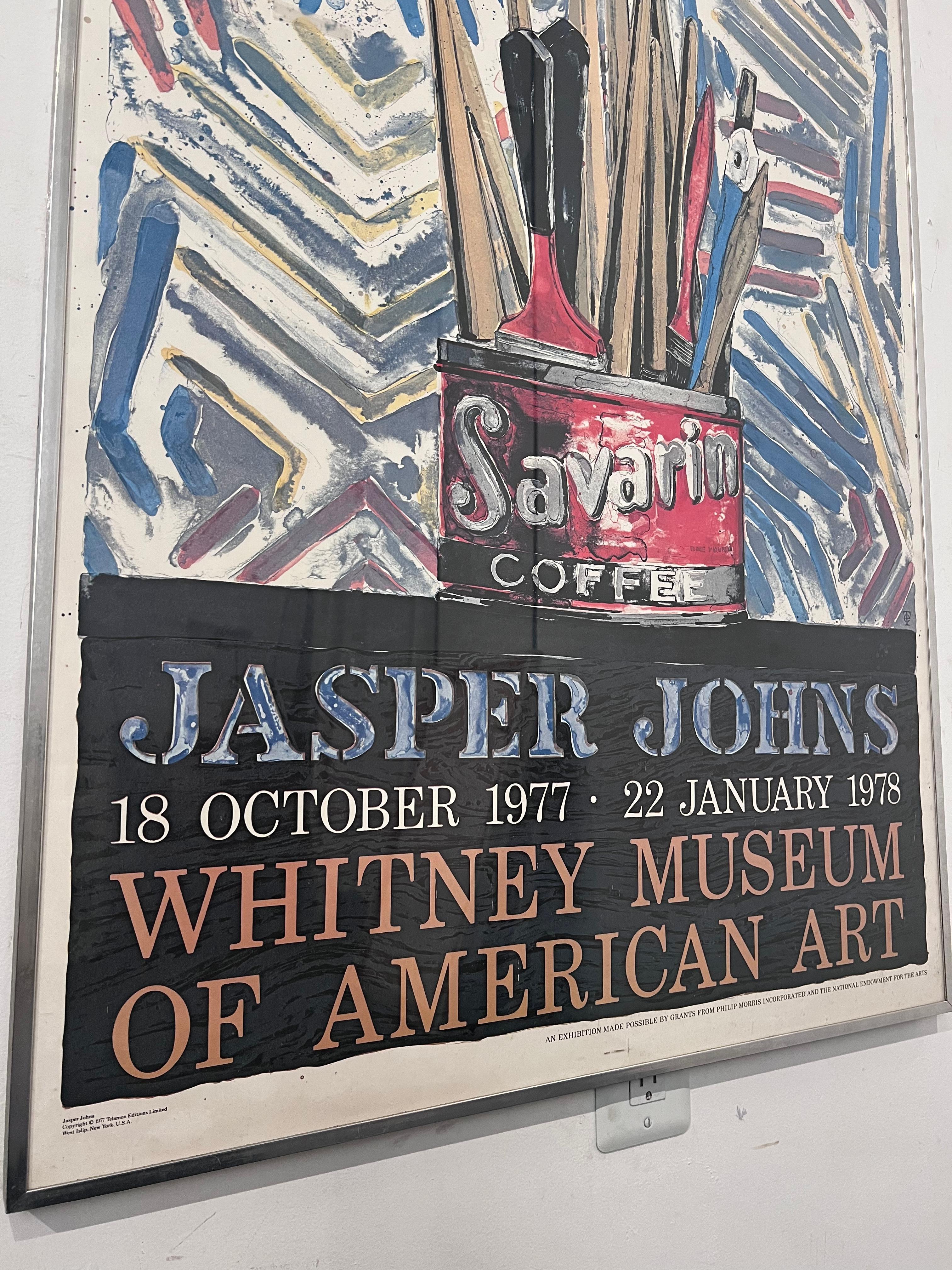 Framed vintage 1977 Jasper Johns Savarin Cans-Monotype 45.5 x 29.5 Poster exhibi 1