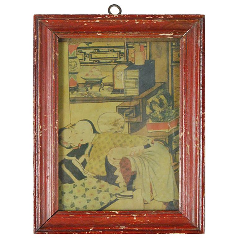 Framed Vintage Chinese Erotic Print