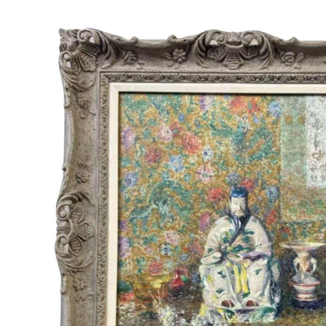 Unknown Framed Vintage Chinese Oil Canvas by Katherine Lewis For Sale