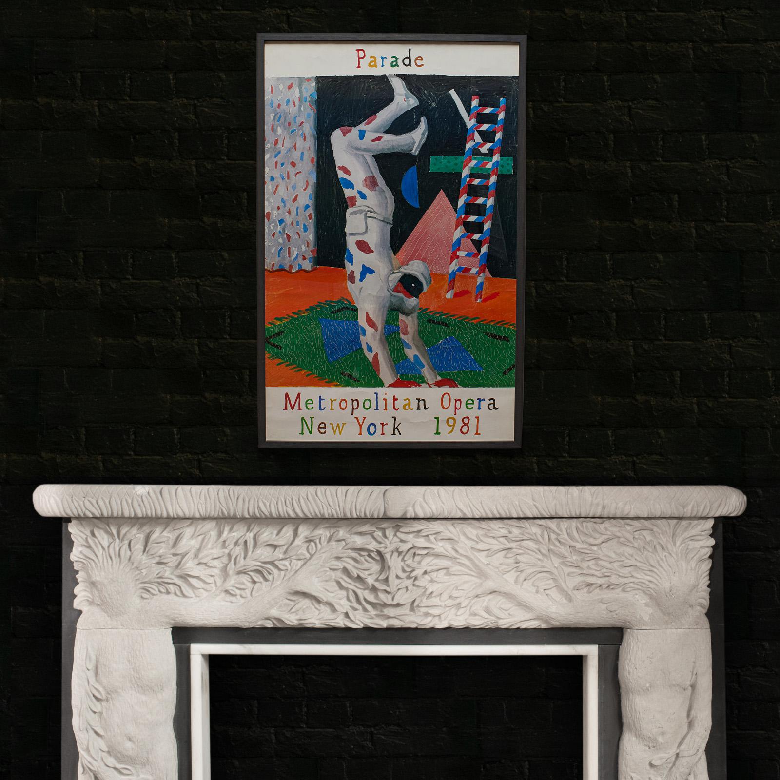 20th Century Framed, Vintage David Hockney Poster, American, Parade, Met Opera, New York
