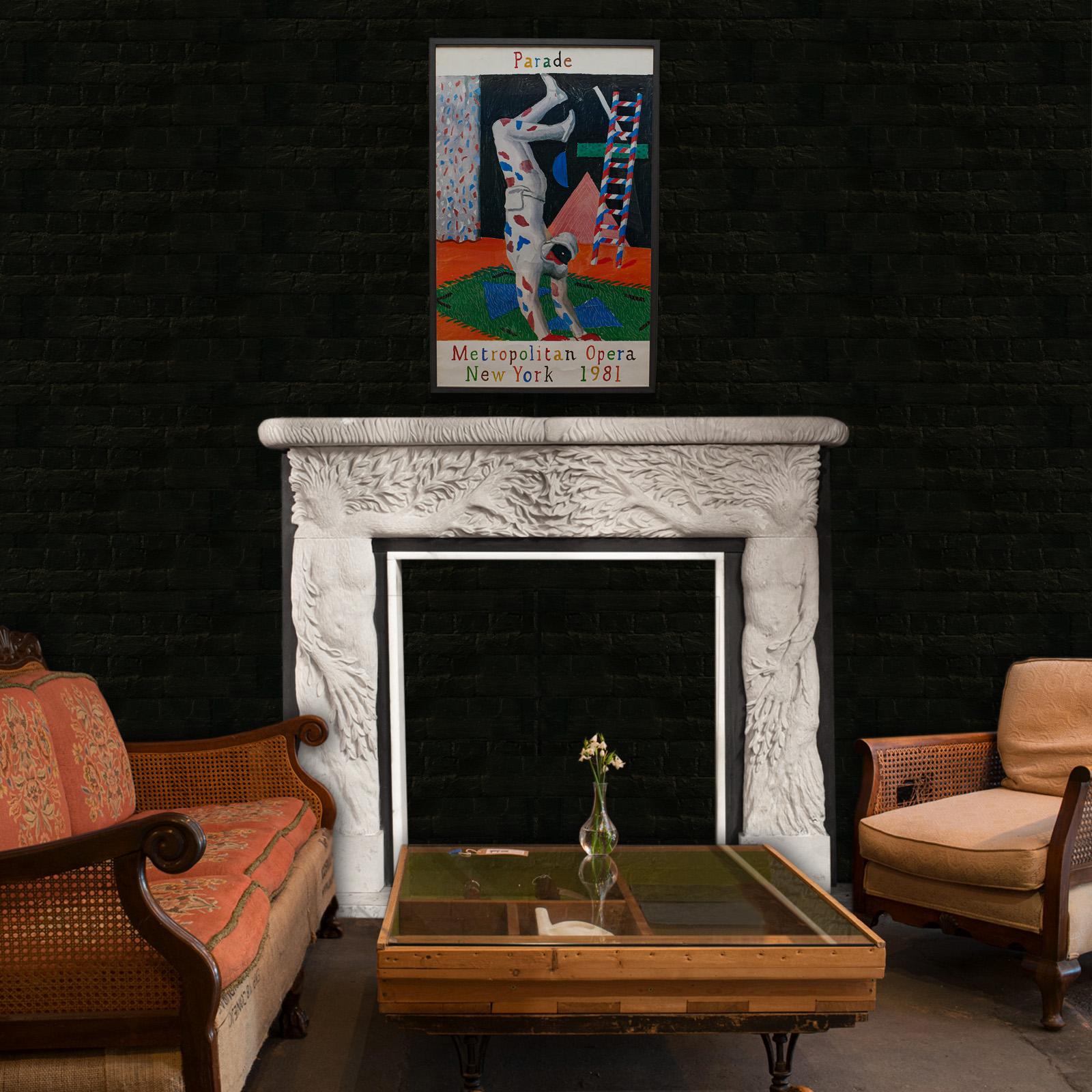 Glass Framed, Vintage David Hockney Poster, American, Parade, Met Opera, New York