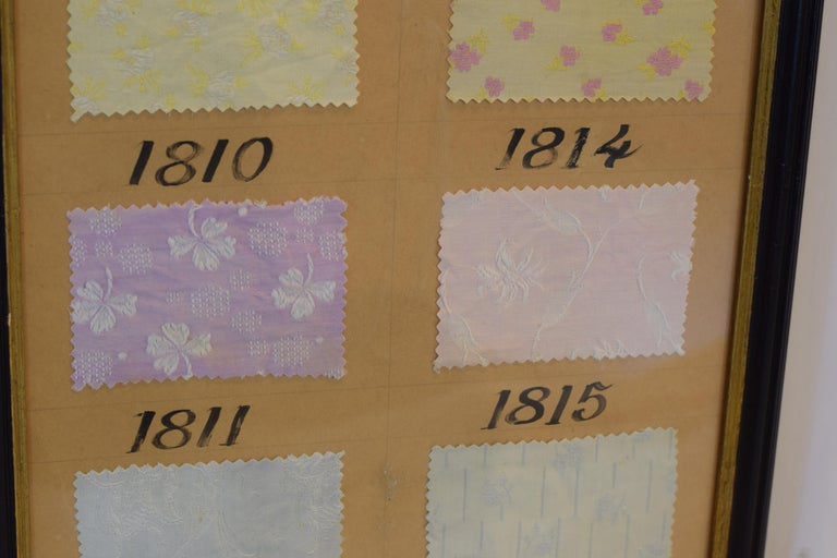 Framed Vintage French Fabric Sample For Sale at 1stDibs