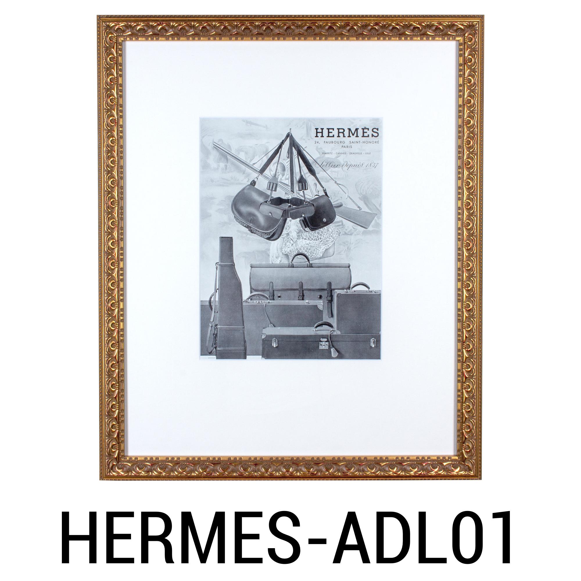 Paper Framed Vintage French Hermès Luggage Print Ads