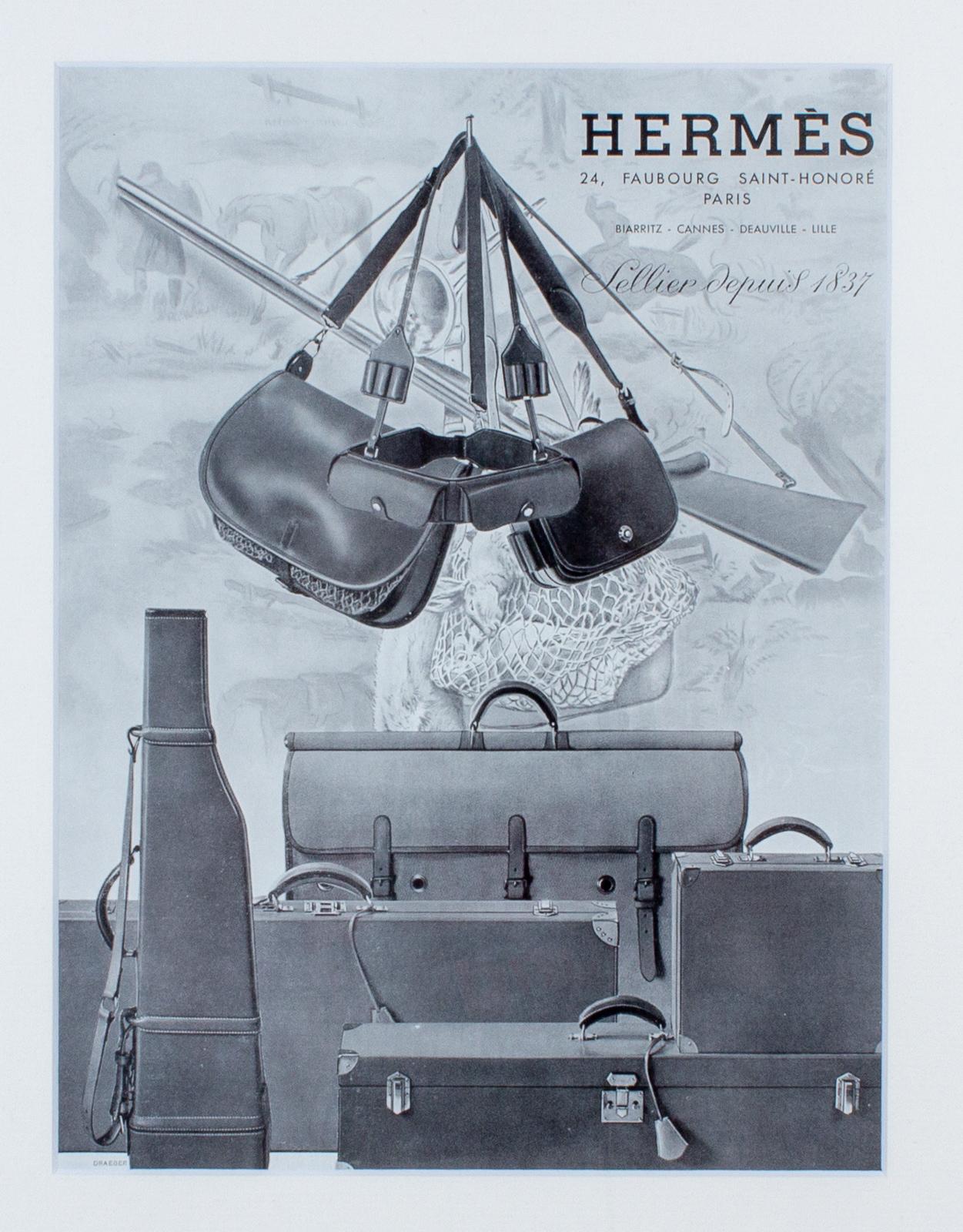 Framed Vintage French Hermès Luggage Print Ads 1