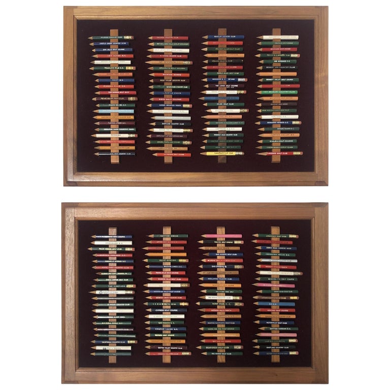 Framed Vintage Golf Pencil Collection Display 'Set of 2' at 1stDibs