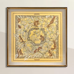 Echarpe 'Casse Noisette' vintage d'Hermès encadrée