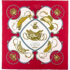 Framed Vintage Hermes Silk "Springs" Scarf by Philippe LeDoux