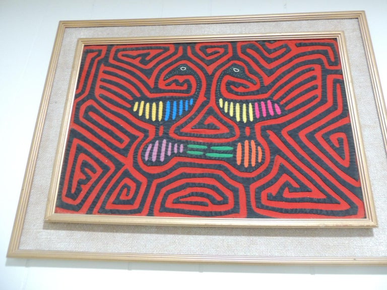 Framed Vintage Mola Applique Textile at 1stDibs