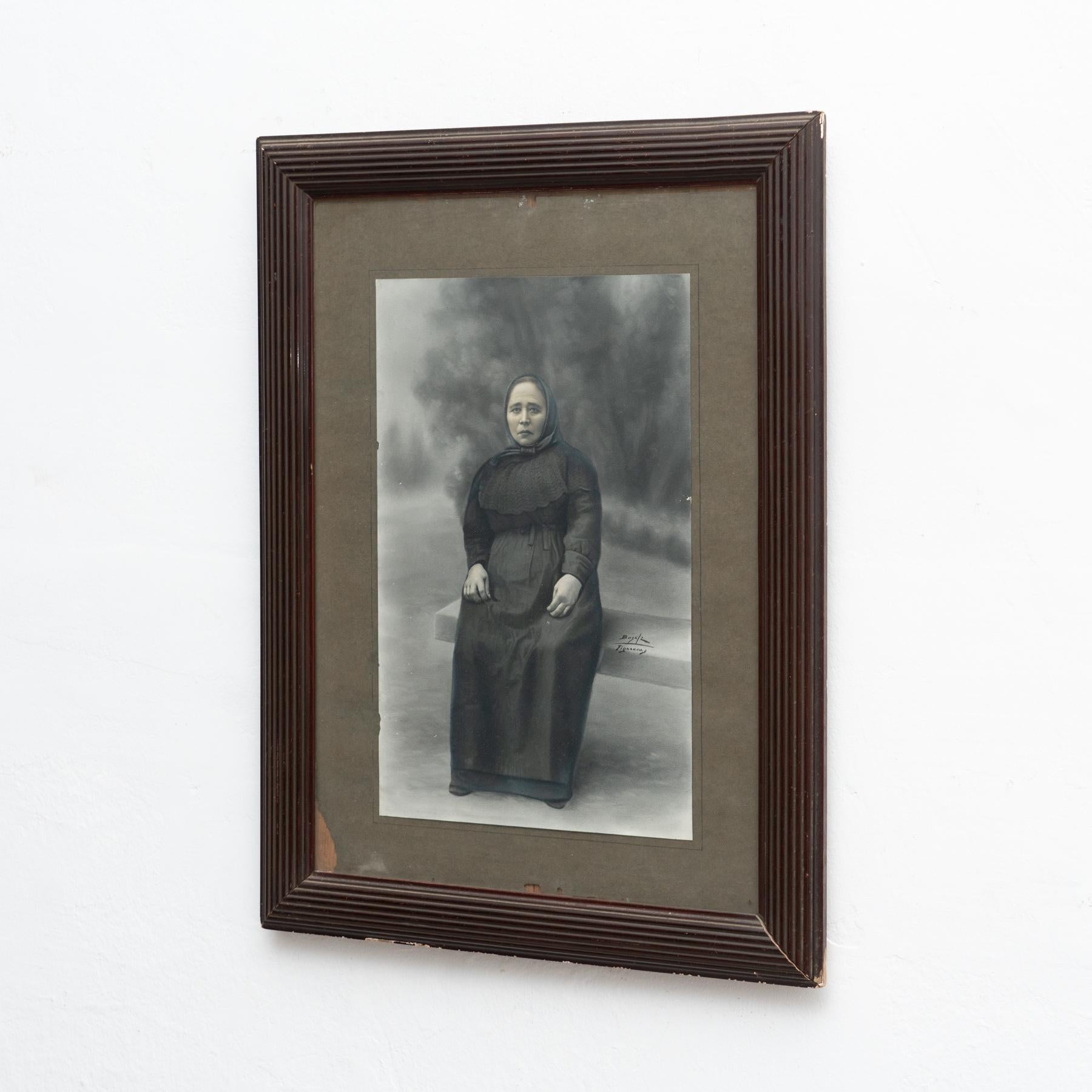 Gerahmte und signierte Fotografie.    Ende des 19. Jahrhunderts.    Originaler Zustand mit geringen alters- und gebrauchsbedingten Abnutzungserscheinungen, der eine schöne Patina aufweist.   