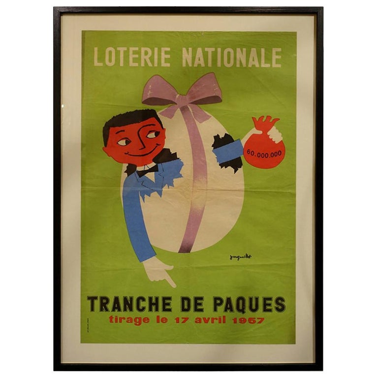 Framed Vintage Poster, French National Lottery, 1938-1944 For Sale
