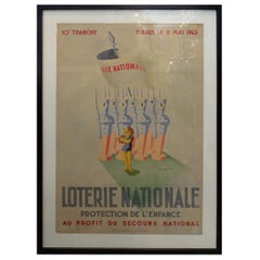 Framed Vintage Poster, French National Lottery, 1938-1944