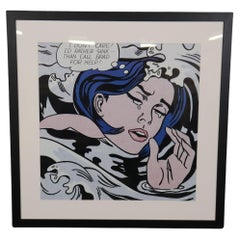 Framed Vintage Roy Lichtenstein Mid Century Modern Poster "The Drowning Girl"
