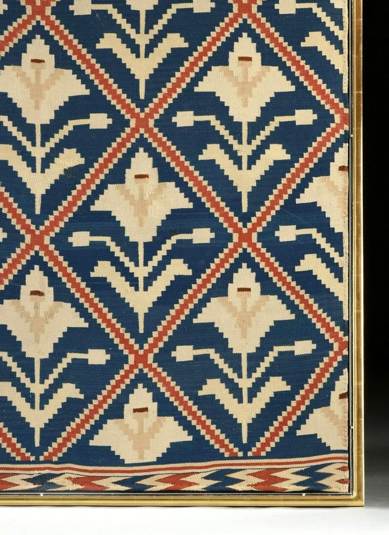 Framed Vintage Scandinavian Flat Weave Coverlet Textile