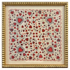 Framed Vintage 'Sweethearts' Handkerchief