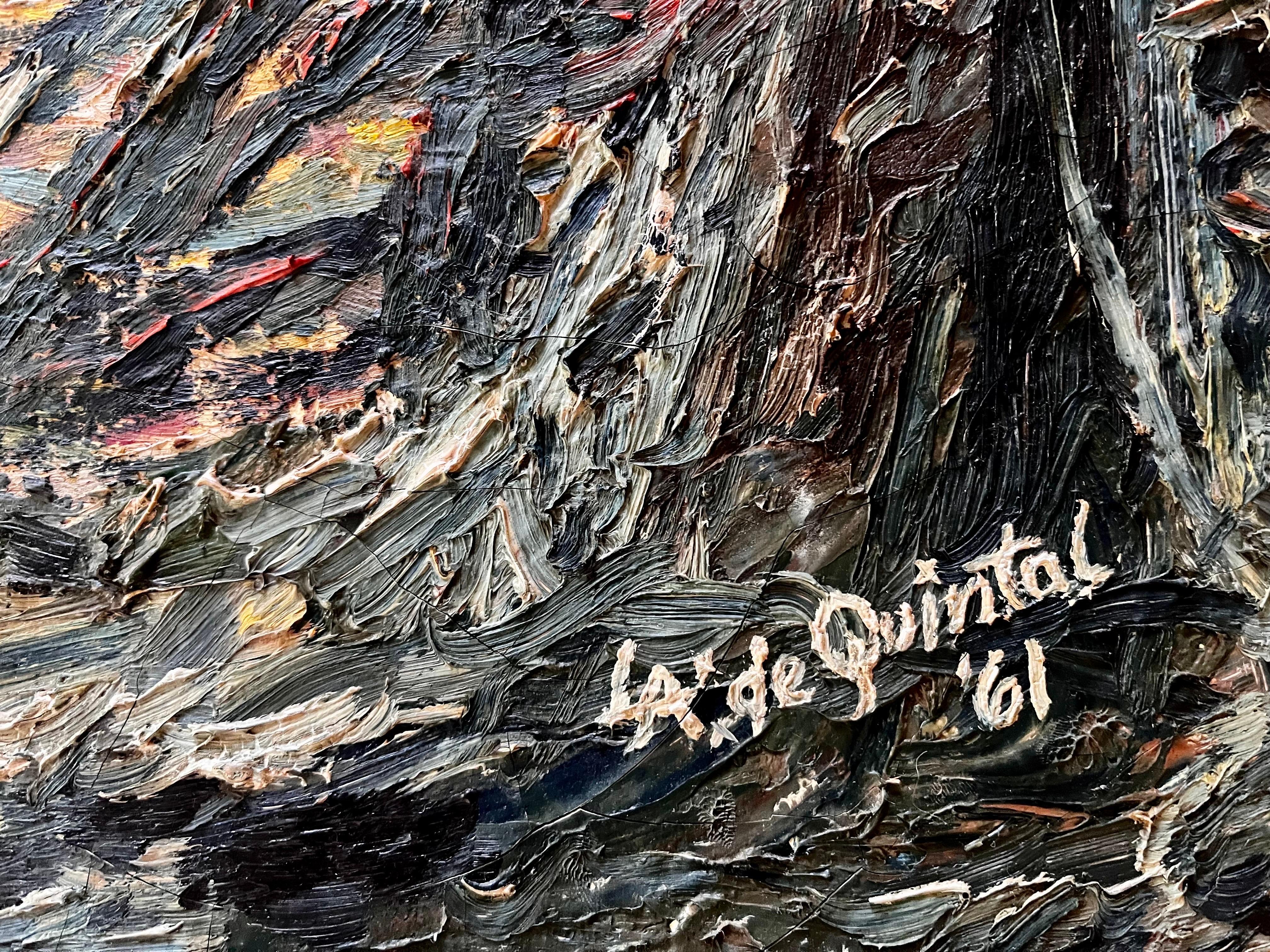 Dipinto d'epoca su tela, incorniciato, di 