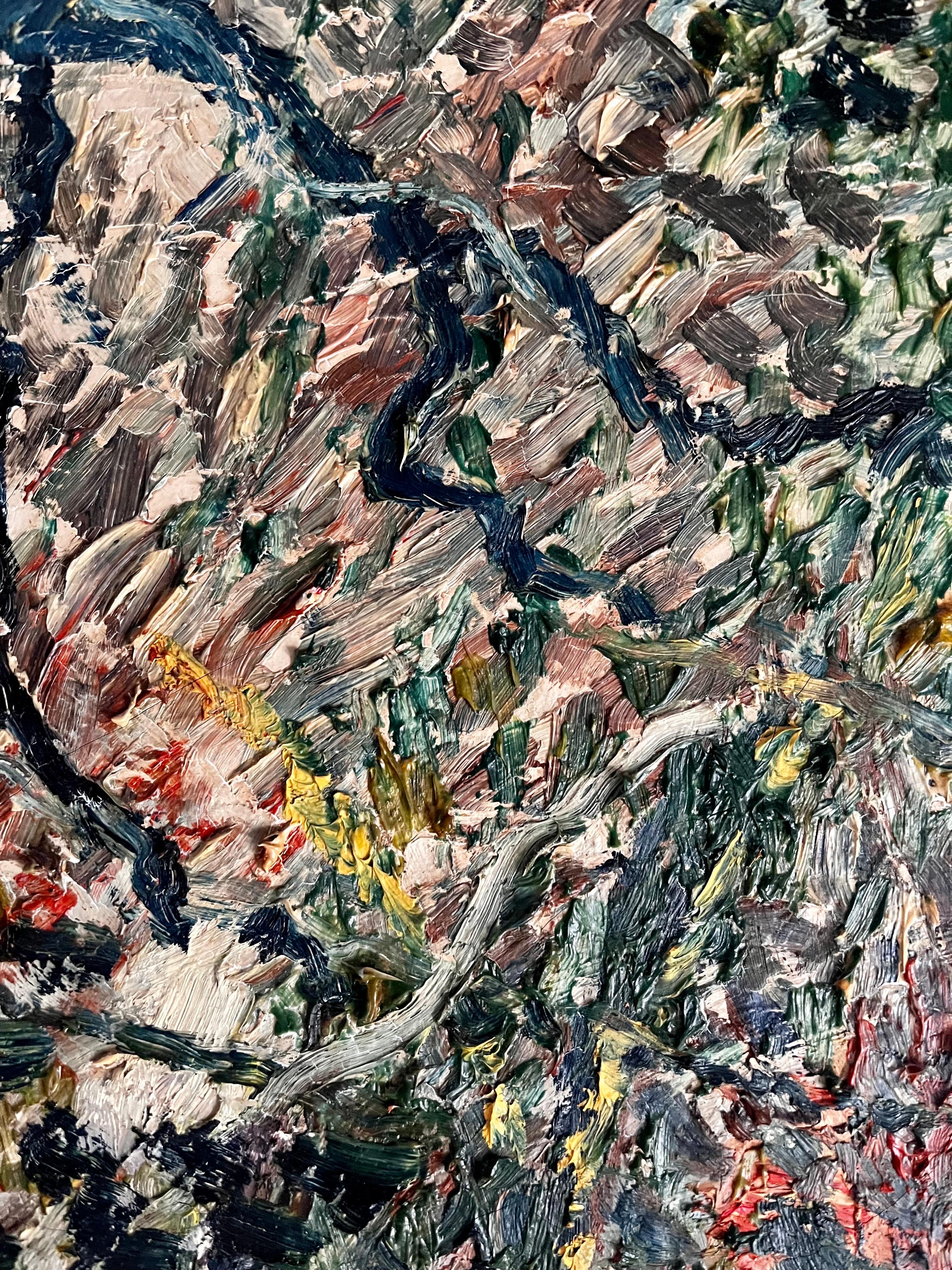 Metà XX secolo Dipinto d'epoca su tela, incorniciato, di 