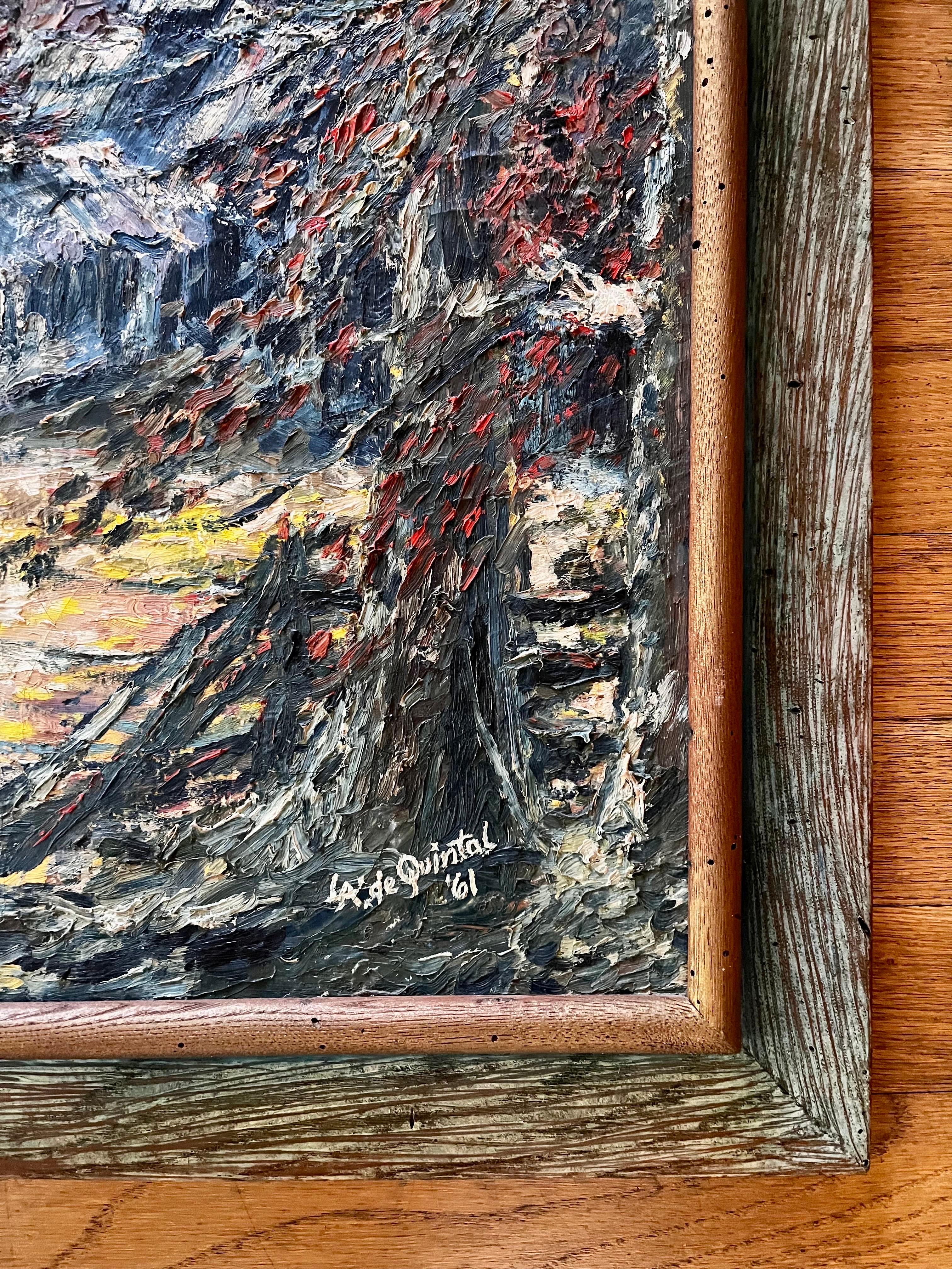 Dipinto d'epoca su tela, incorniciato, di 