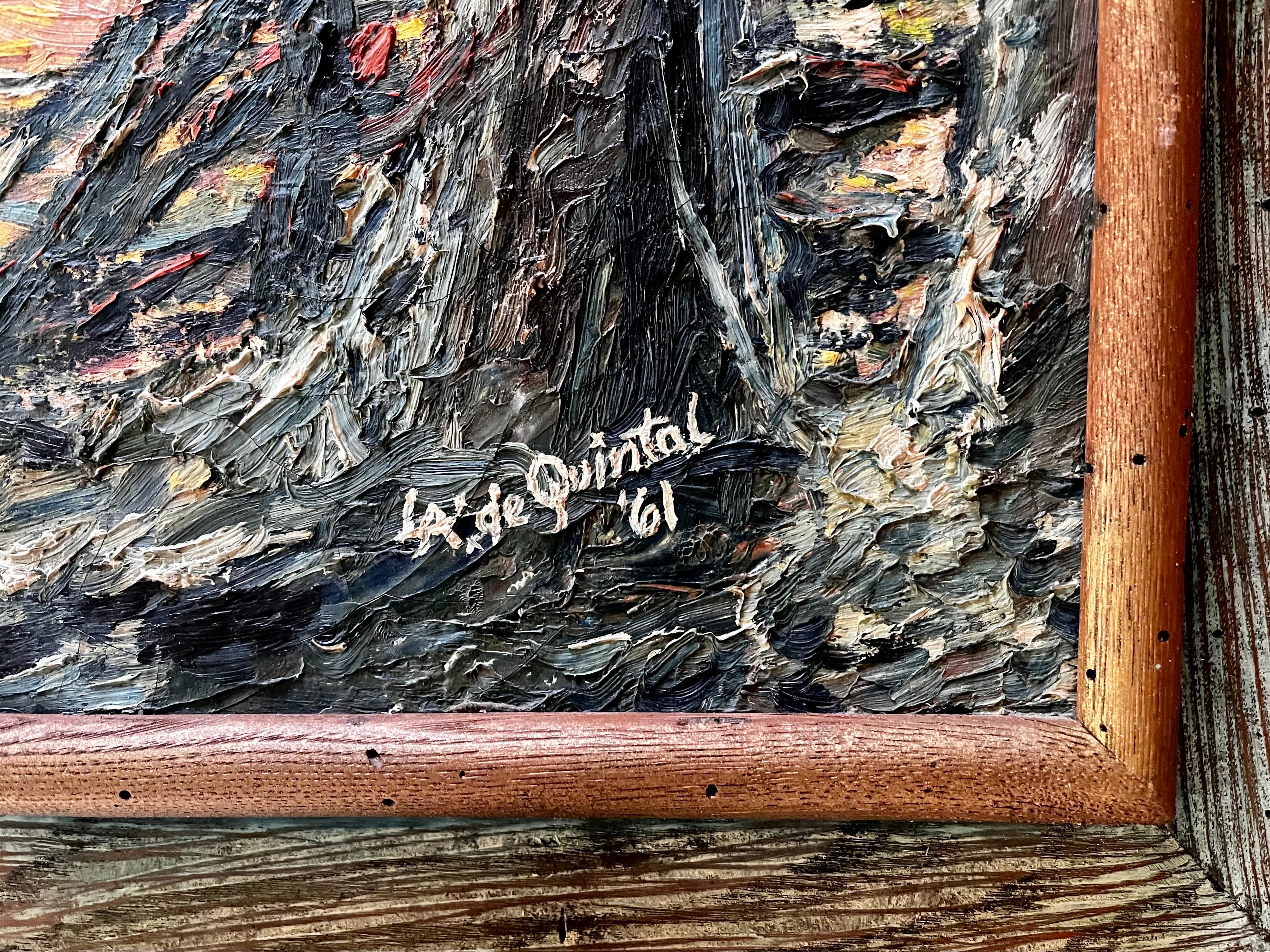 Dipinto d'epoca su tela, incorniciato, di 