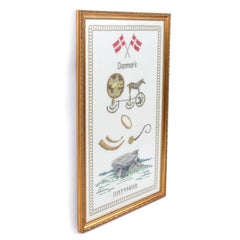 Framed Vintage Traditional Danish Needlepoint Textile Art