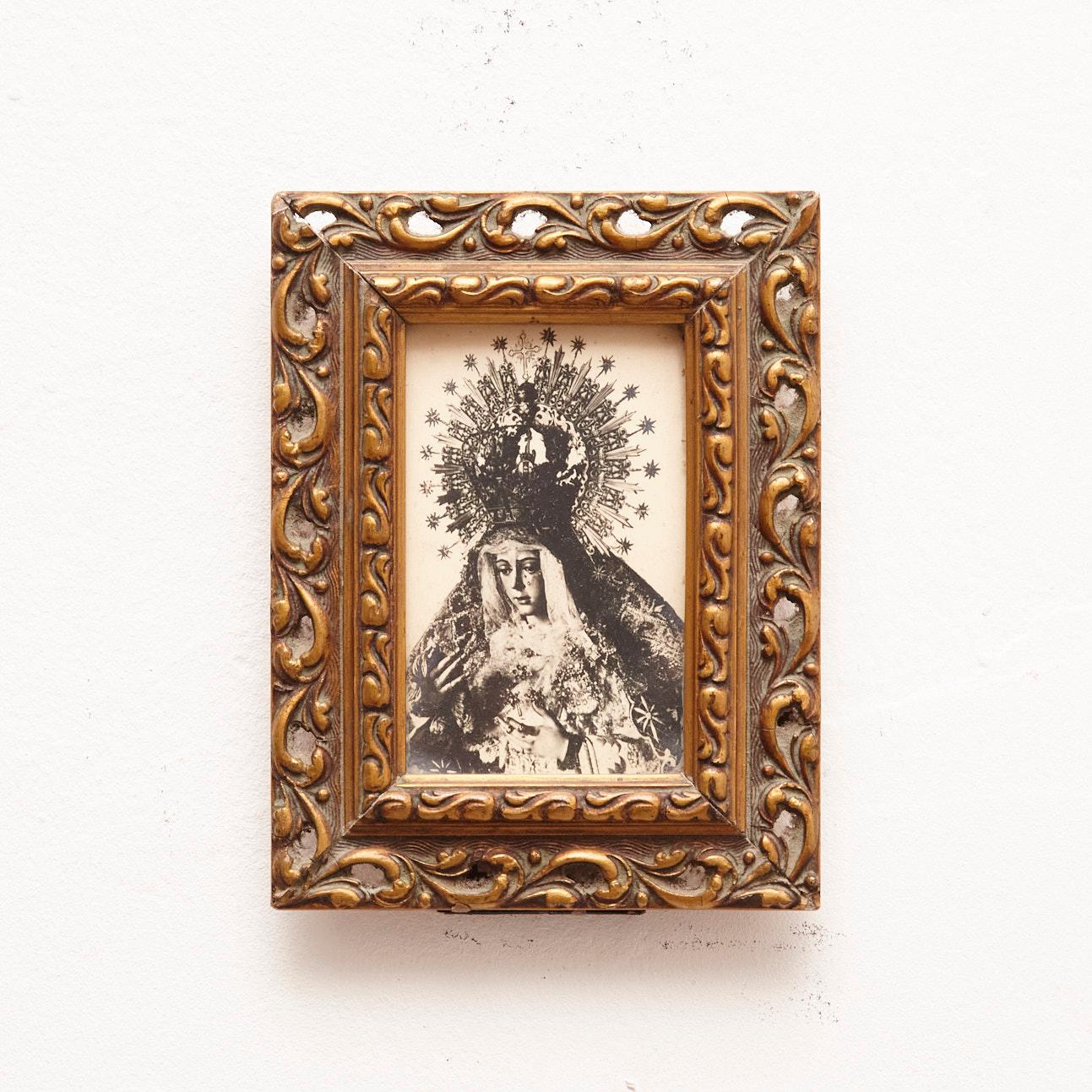 Mid-Century Modern  Framed Virgin Image, circa 1950