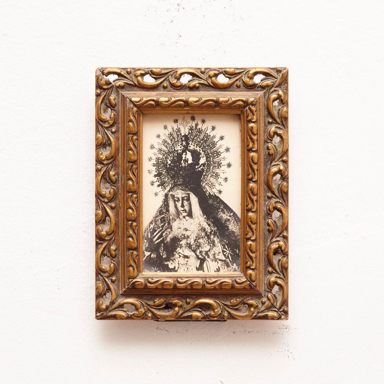 Mid-Century Modern  Framed Virgin Image, circa 1950 For Sale