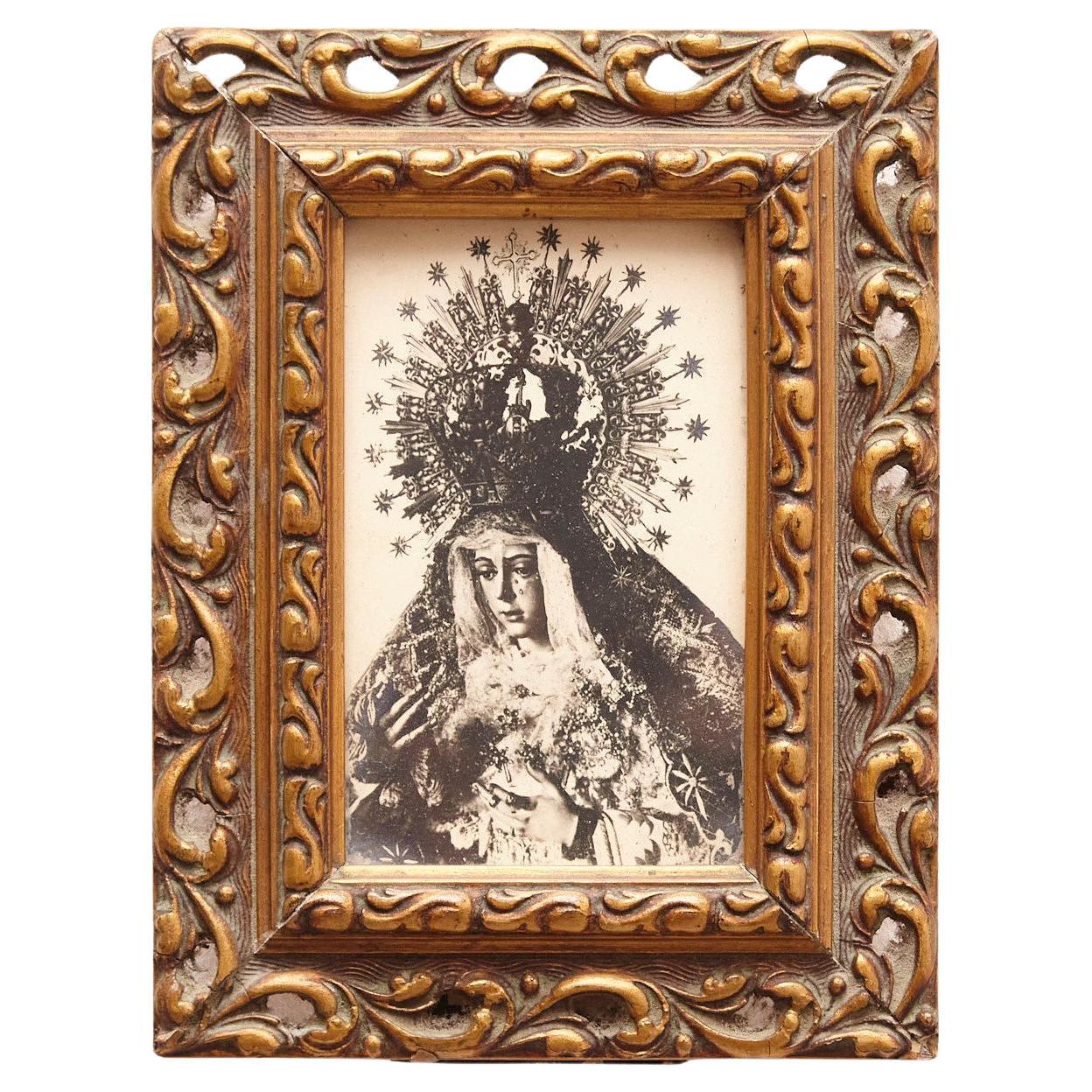  Framed Virgin Image, circa 1950 For Sale