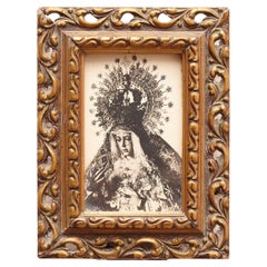 Vintage  Framed Virgin Image, circa 1950