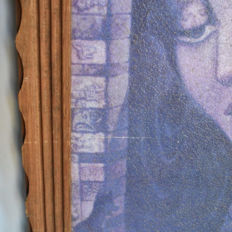 Gerahmter Jungfrau Maria-Druck mit geschnitztem Holzrahmen – Mexiko (Böhmisch) im Angebot