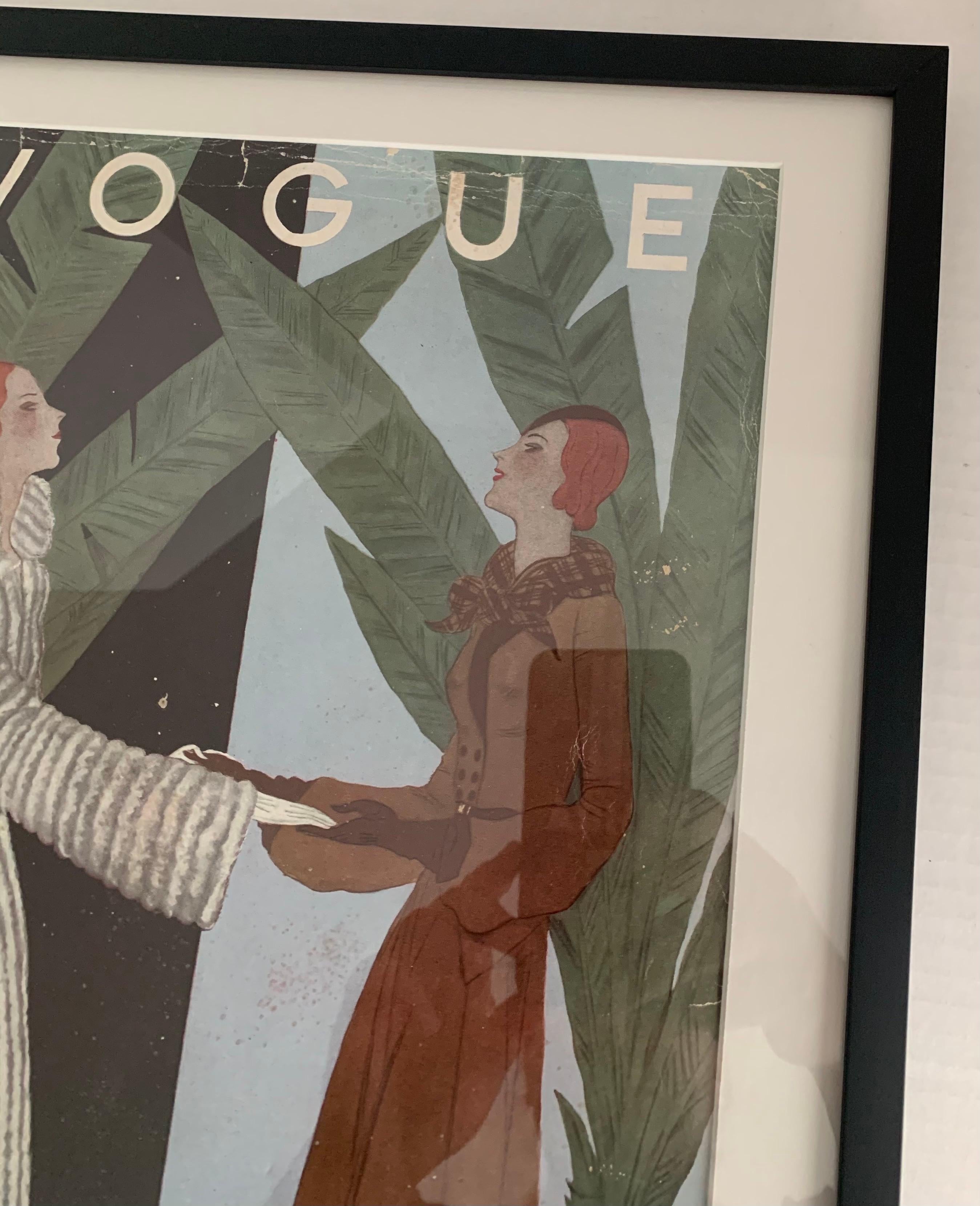 Framed Vogue Cover December 1931 Issue In Good Condition In Stamford, CT