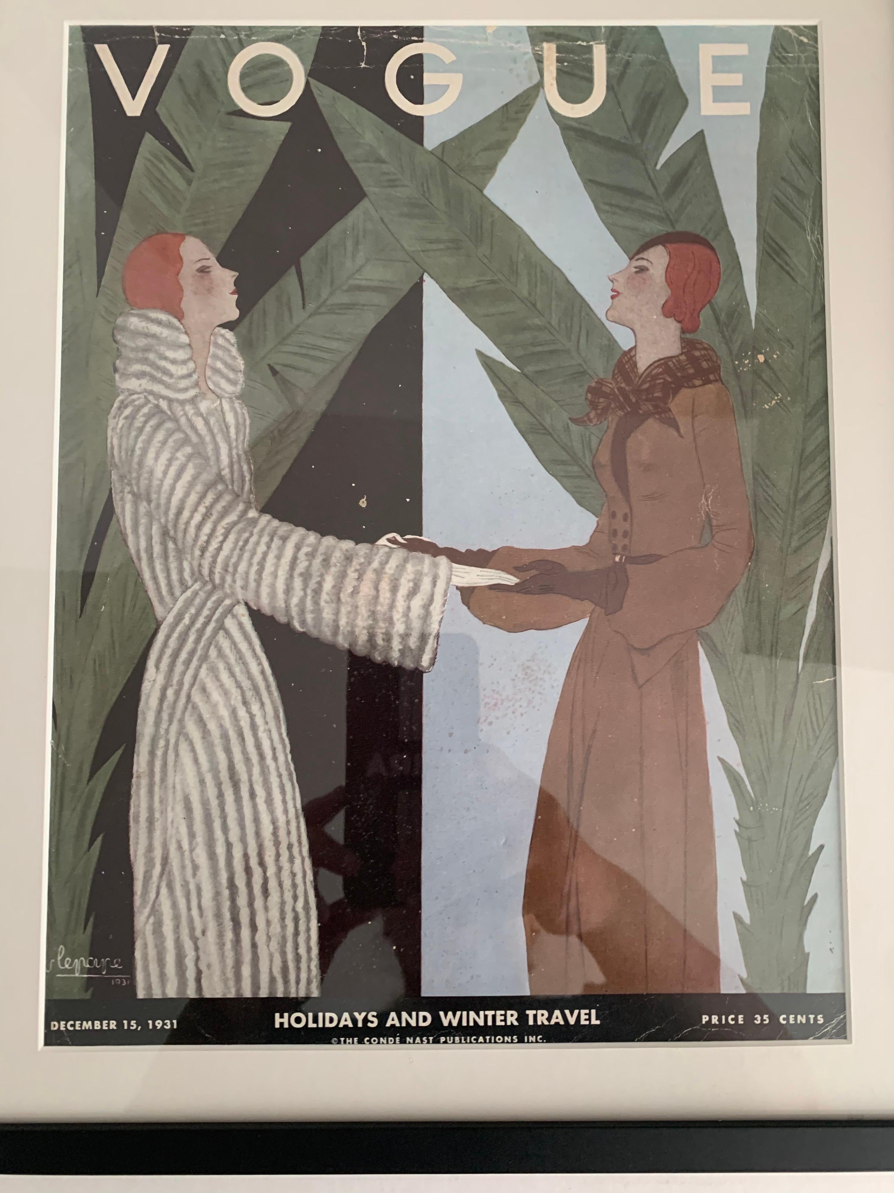 Mid-20th Century Framed Vogue Cover December 1931 Issue