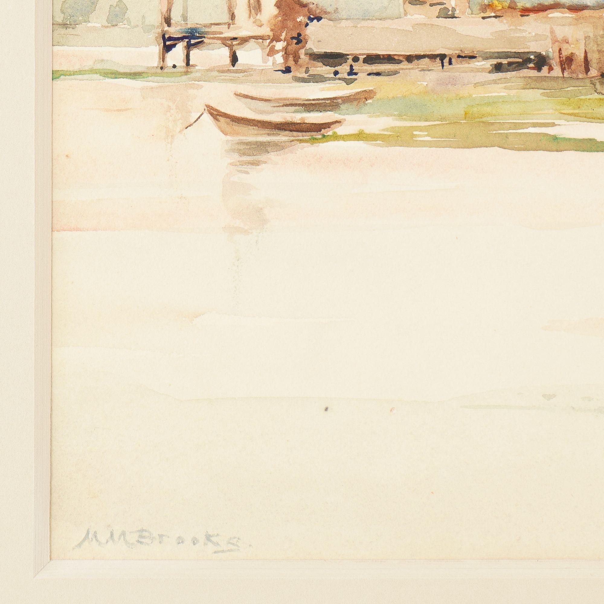 American Framed watercolor of a New England coastal scene by Mary Mason Brooks, c. 1910 For Sale