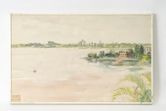 Gerahmtes Aquarell auf Papier unter Glas von Evelyne Luez.