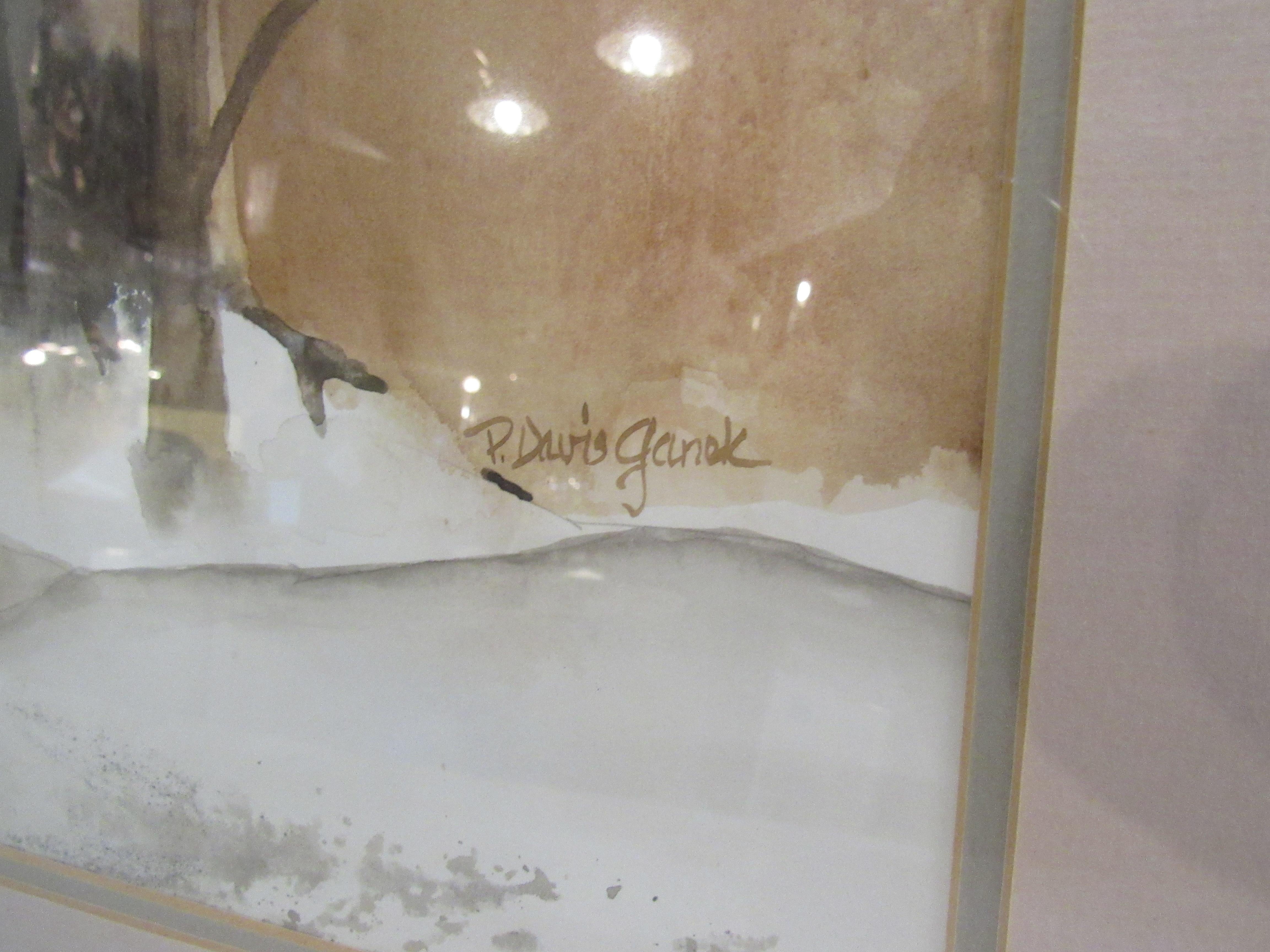 20th Century Framed Watercolor Painting Signed by Artist Patricia Davis-Ganek
