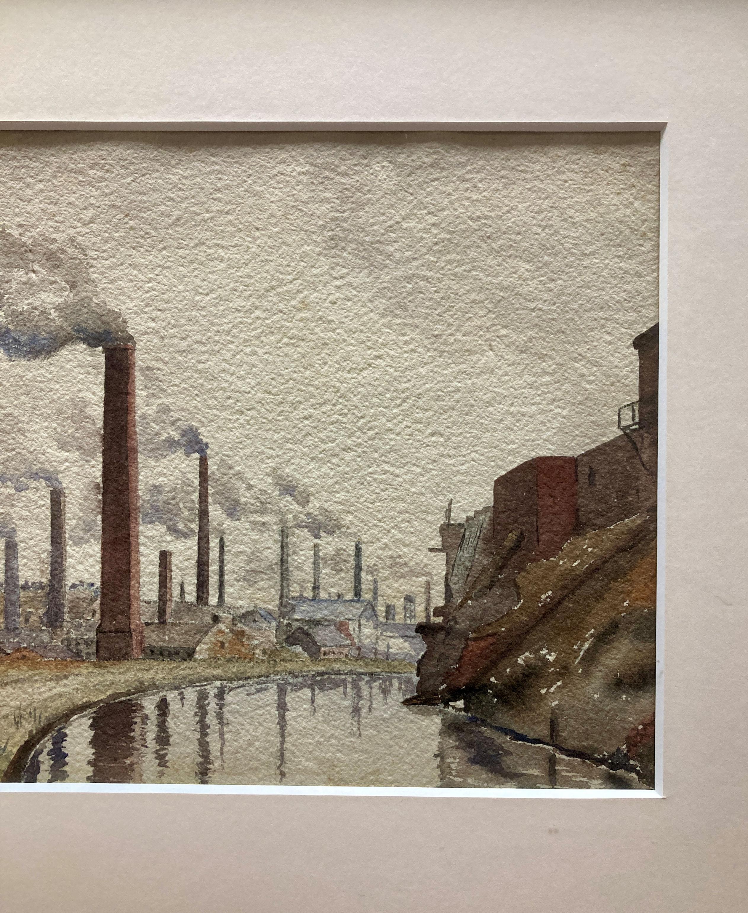 Aquarelle encadrée représentant une ville industrielle du nord de l'Angleterre Bon état - En vente à Kent, Dover
