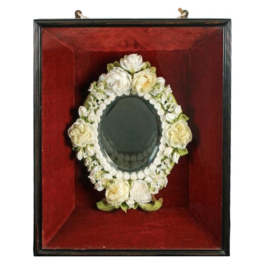 Framed Wax Mirror, 19th Century For Sale