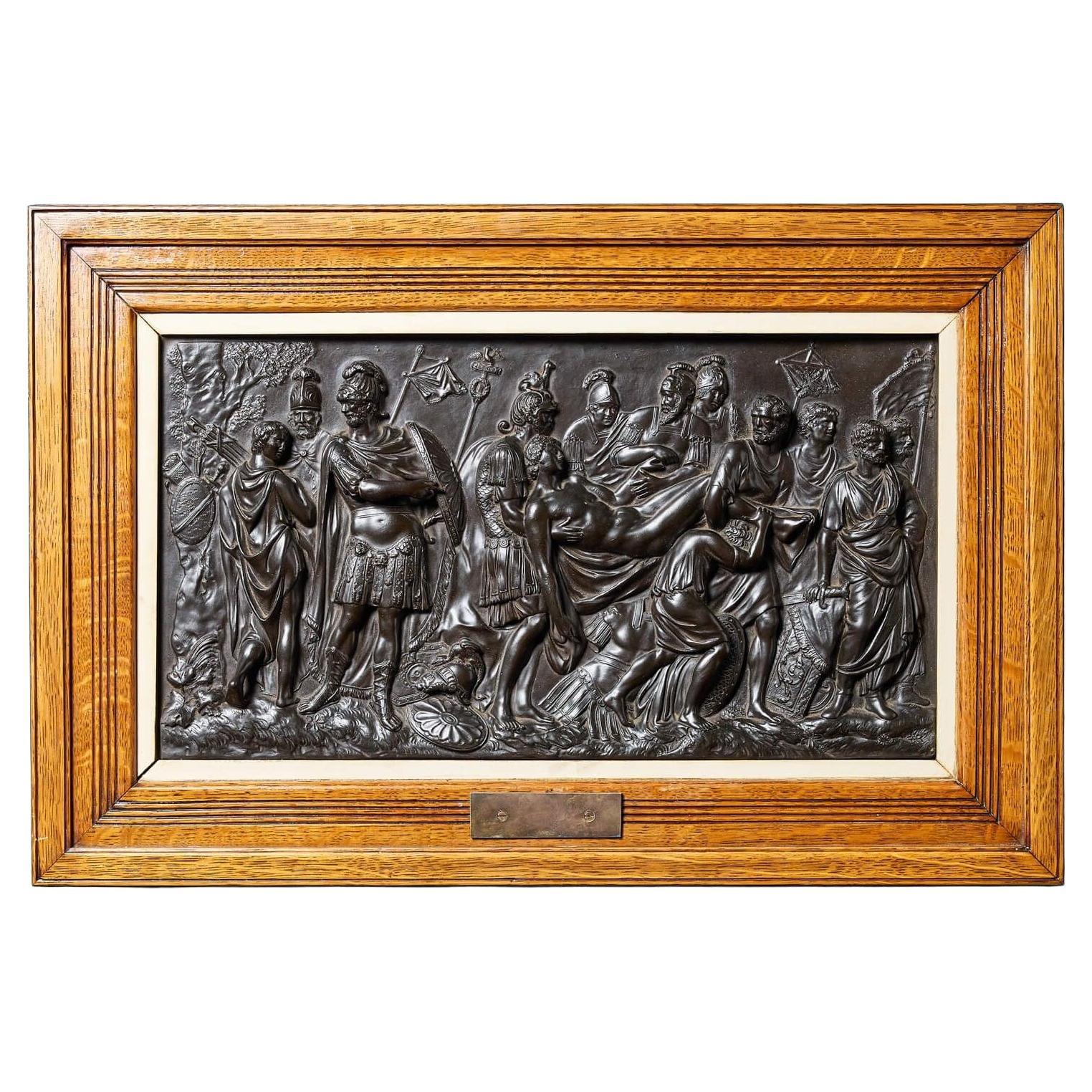 Placca di basalto nero Wedgwood incorniciata "La morte di Meleagro".