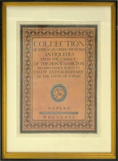 Portada enmarcada William Hamilton Antiquites Etrusques, Grecques Et Romain