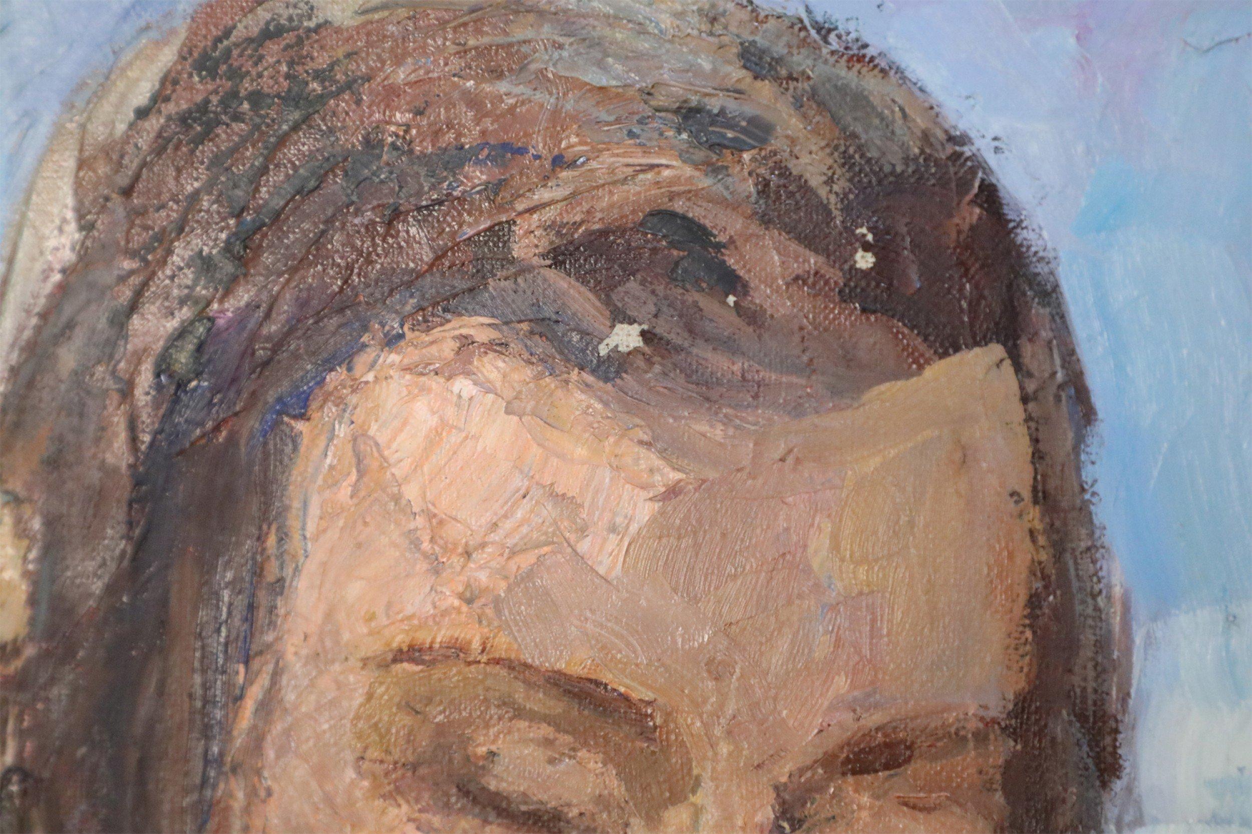 Peinture à l'huile - Portrait encadré d'une femme avec un enfant en vente 1