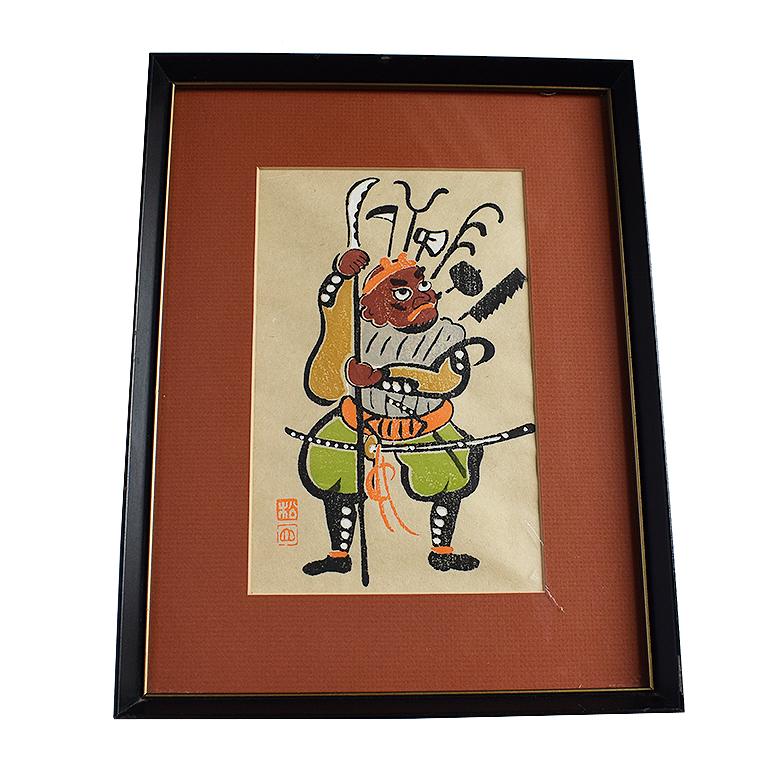 Japanese Framed Wood Block Print by Takahashi Shozan III, 1920s In Good Condition For Sale In Oklahoma City, OK