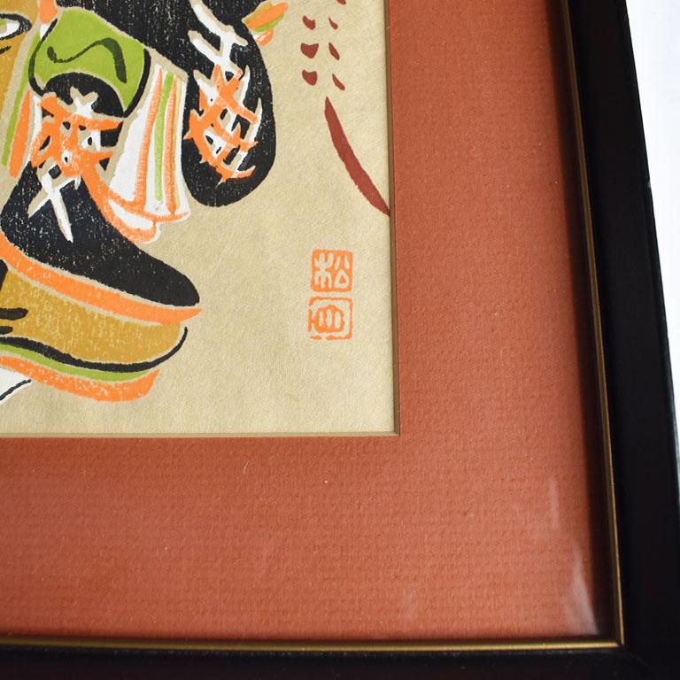 Gerahmter Holzblockdruck Kabuki-Figur des japanischen Künstlers Takahashi Shozan (Anglo-japanisch) im Angebot