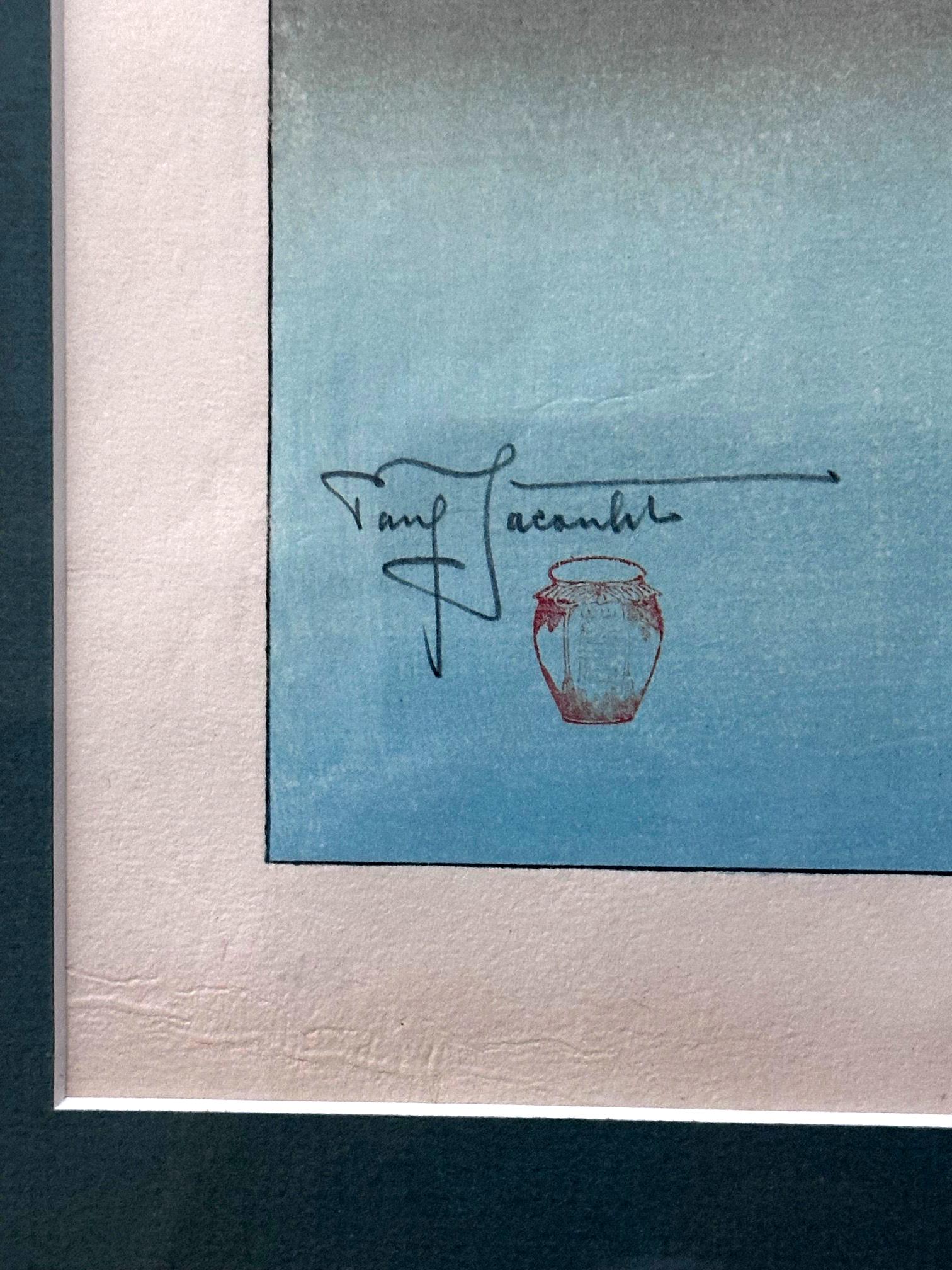 Grabado en madera japonesa enmarcado Apres La Pluie Tarang Yap de Paul Jacoulet en venta 3