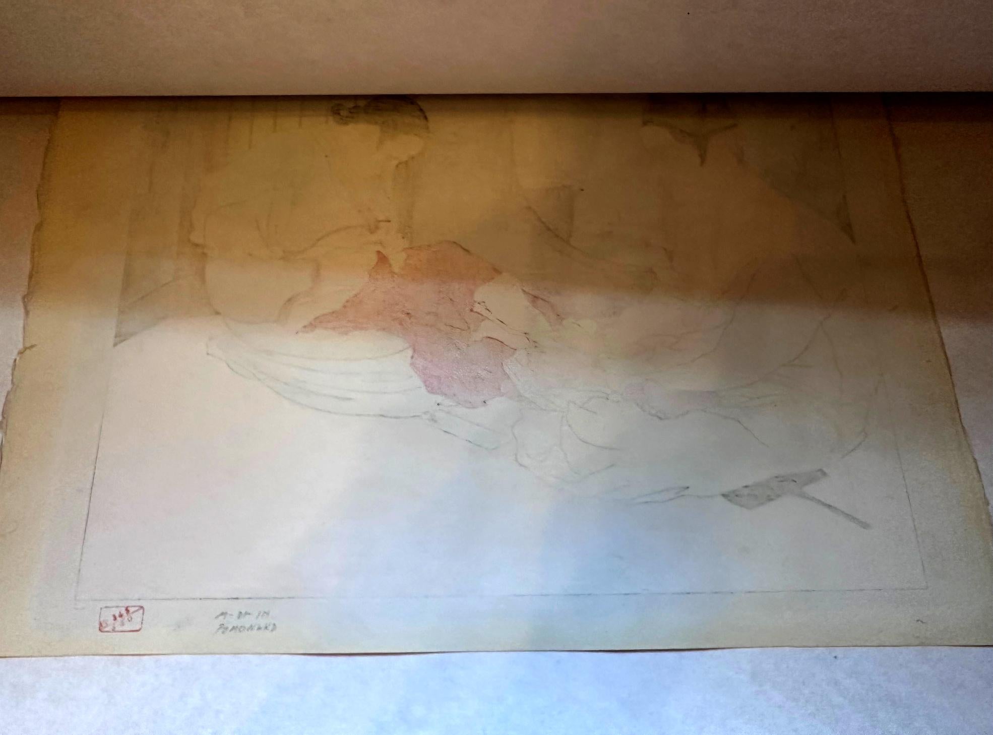 Gerahmter Farbholzschnitt La Lettre du Fils Coree Frühe Version von Paul Jacoulet im Angebot 6